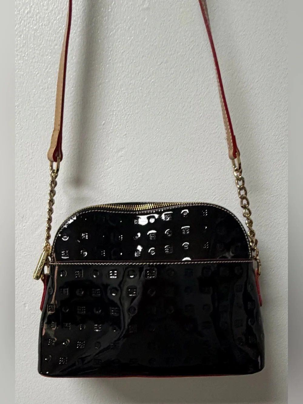 Arcadia Patent Leather Crossbody Purse Bag in Black